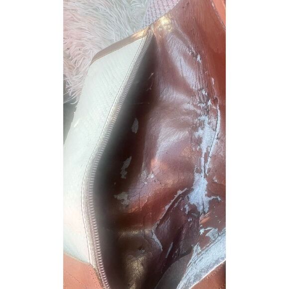 Schutz Womens Ivory With Brown leather Riding Boots Strap Buckle Boot SZ 7 B - Picture 10 of 16